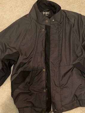 DryJoys Men's Black & Gray Micro-Check Windbreaker Jacket